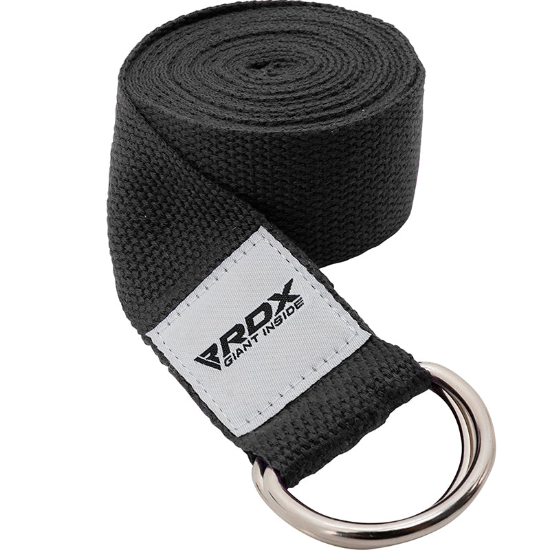 Sangle Yoga En Coton 240cm - Réglable Avec Boucle Métal - Pour Étirements Pilates Et Fitness - Gris