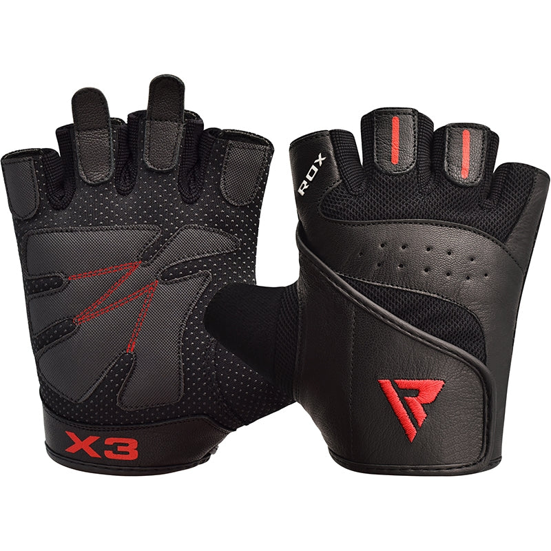 RDX S2 Noir Cuir Gants de Musculation