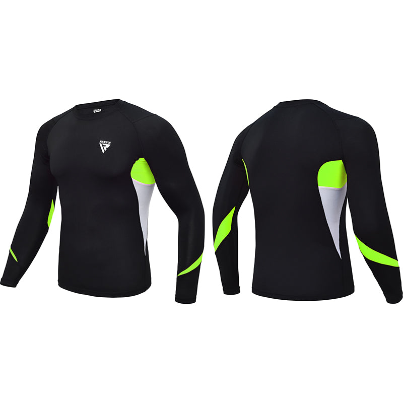 RDX L3 Long Sleeves Compression Rash Guard#color_green