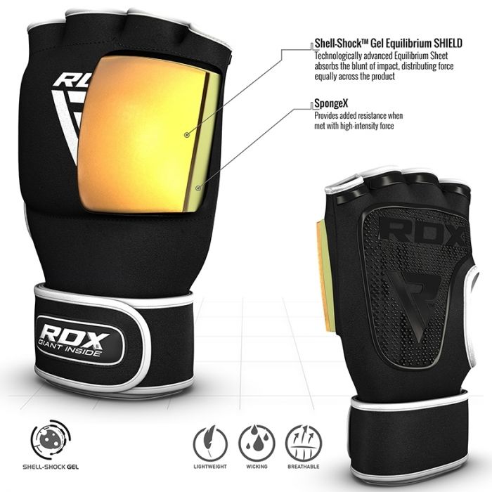 RDX X8 Boxing Inner Gel Glove with Wrist Strap#color_white